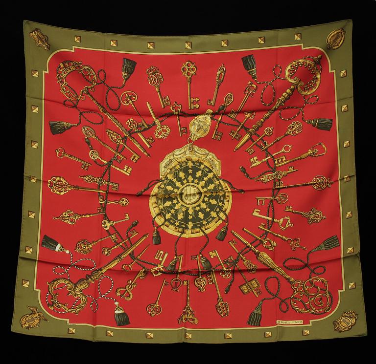 SCARF, siden, "Les Cles", Cathy Latham, Hermès, Paris, 1900-talets fjärde kvartal.