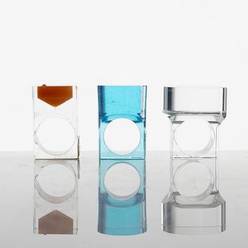Siv Lagerström, three acrylic plastic rings, 1970s.