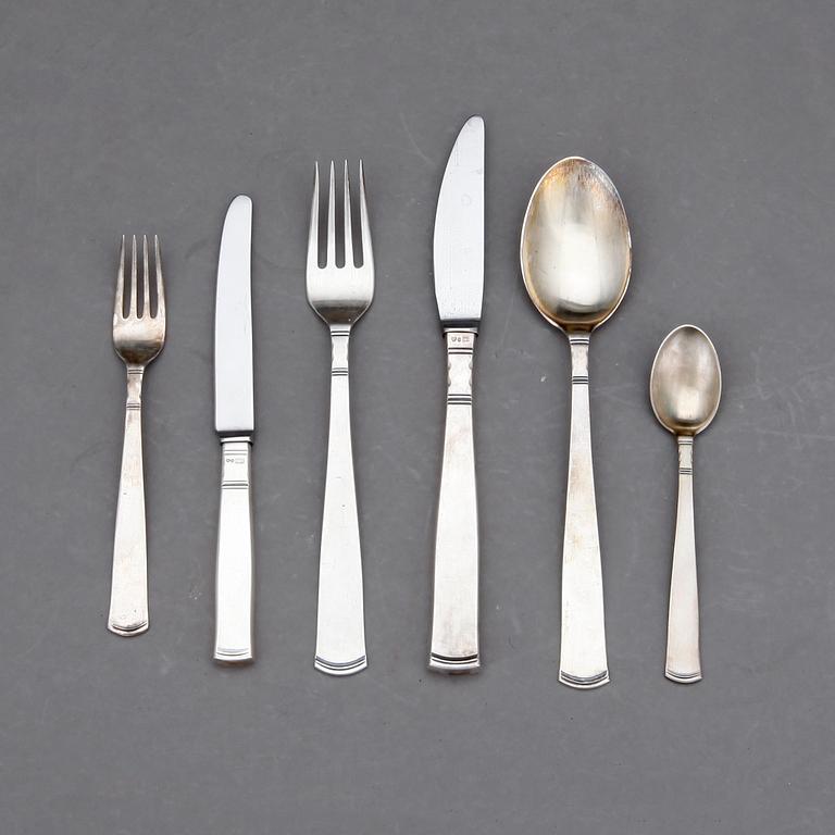BESTICKSERVIS, 64 delar. Silver. Rosenholm. GAB Stockholm bl a 1974. Tot ca 2450 g.