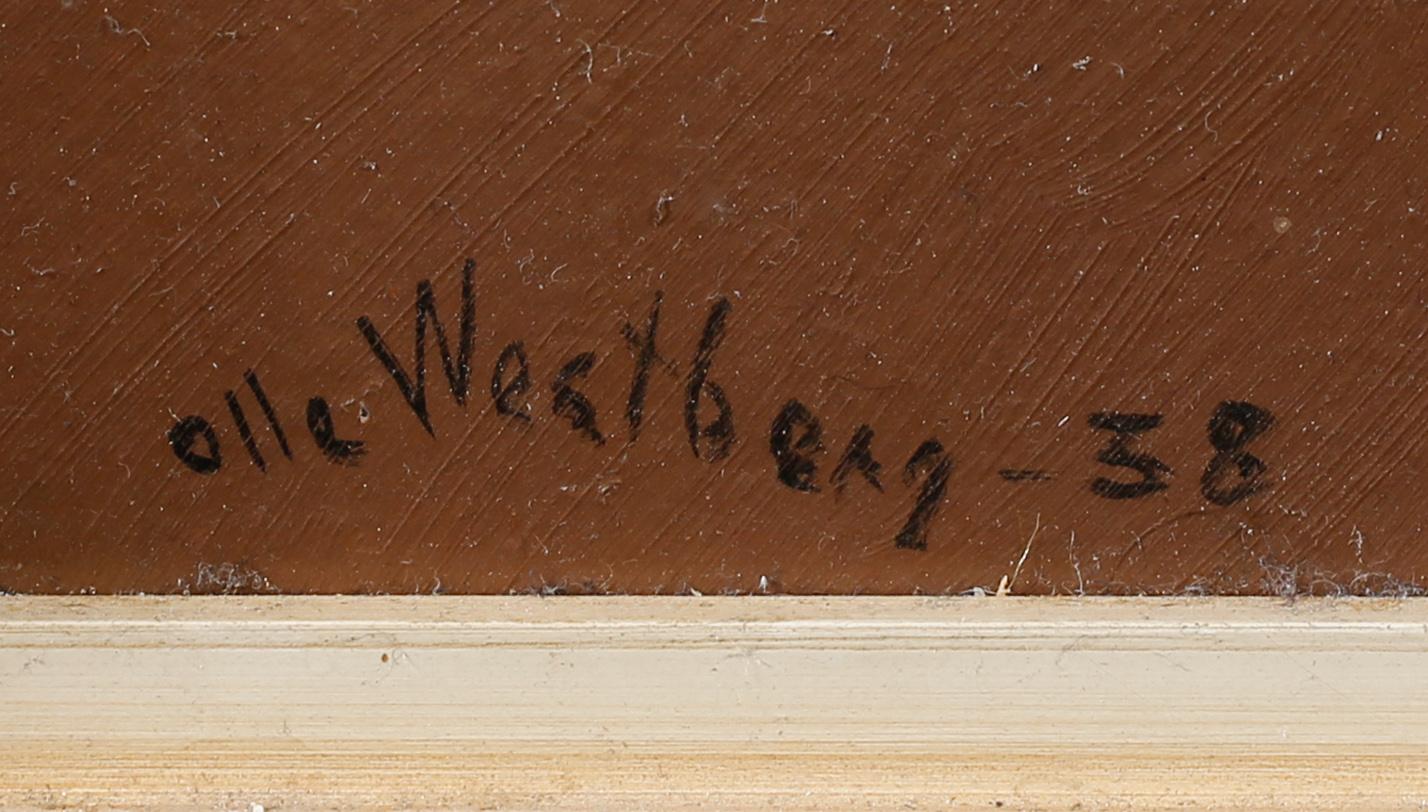 OIDENTIFIERAD KONSTNÄR, olja på pannå, signerad Olle Westberg och daterad -38.
