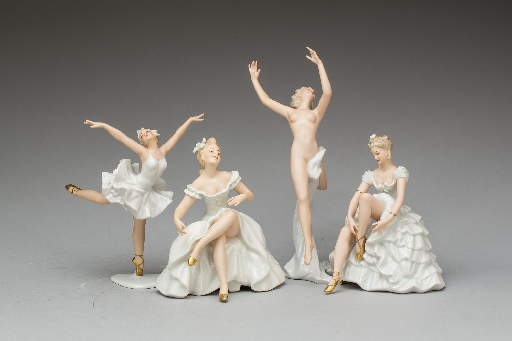 FIGURINER, 4 st, porslin, Wallendorf.