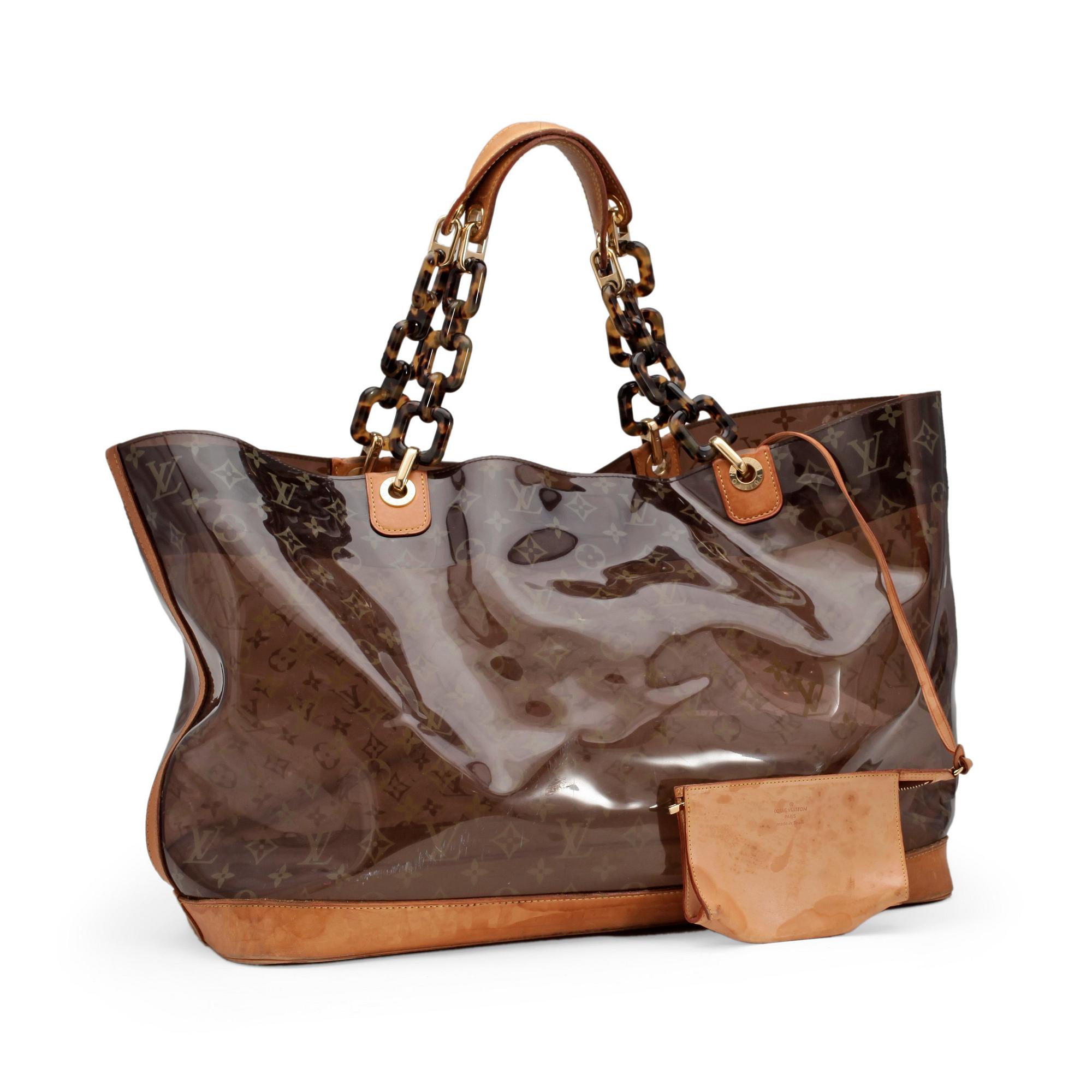 LOUIS VUITTON a plastic and leather monogrammed bag Cabas Monogram Ambre Bukowskis