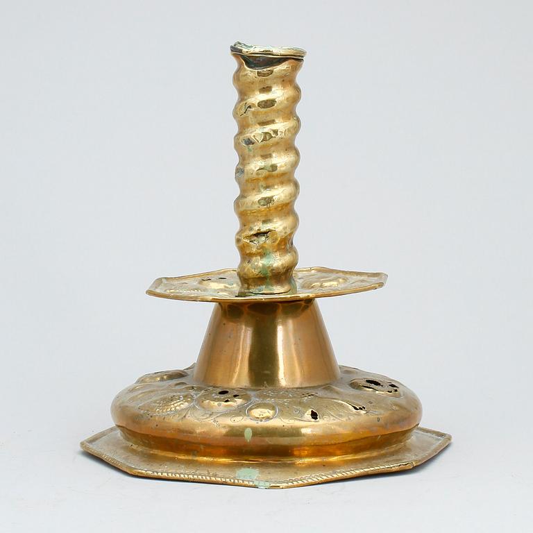 LJUSSTAKE, mässing, barock, 1700-tal.