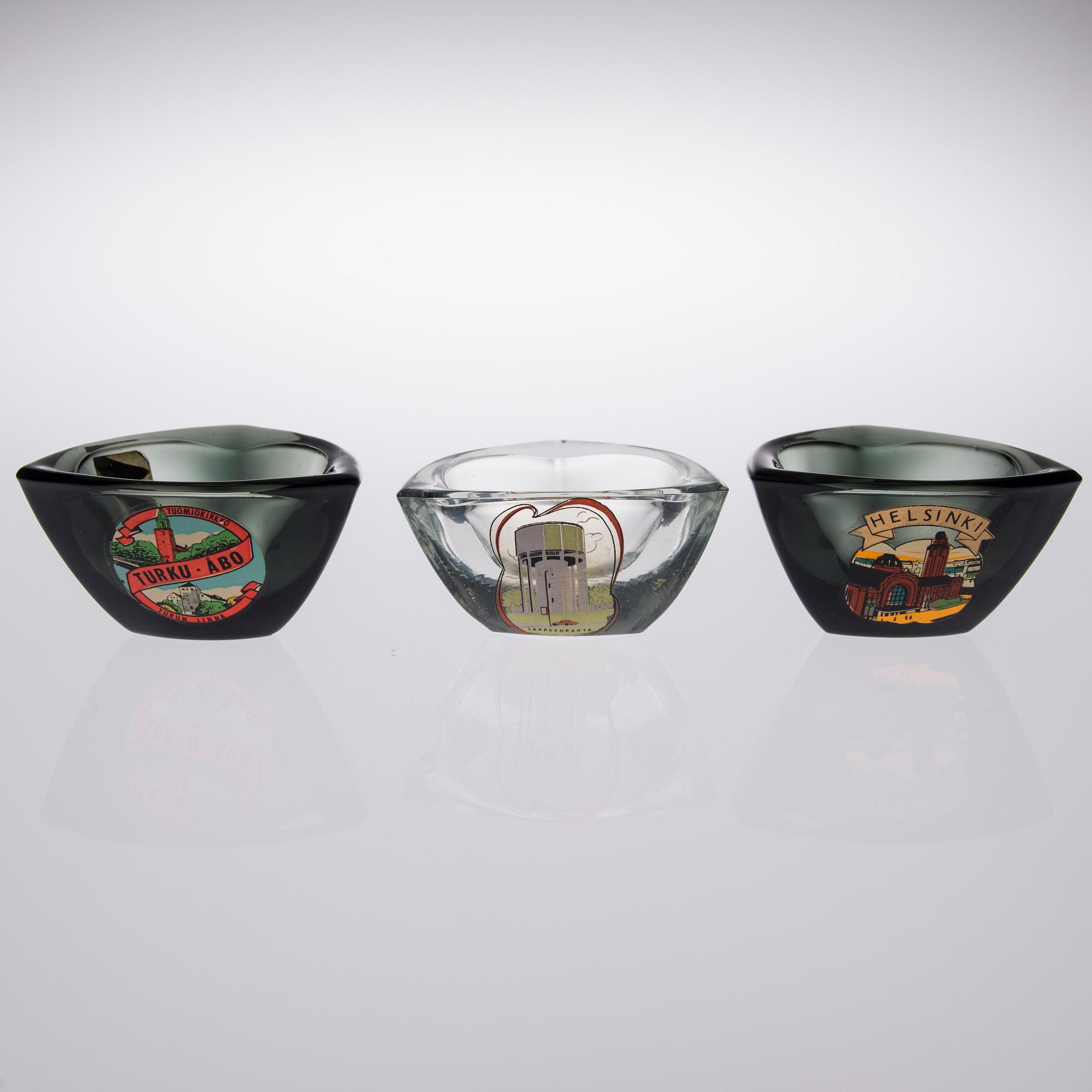 KAJ FRANCK, skålar 11 st, glas, "Häränsilmä", model 6606, Notsjö. I produktion 1956-71.