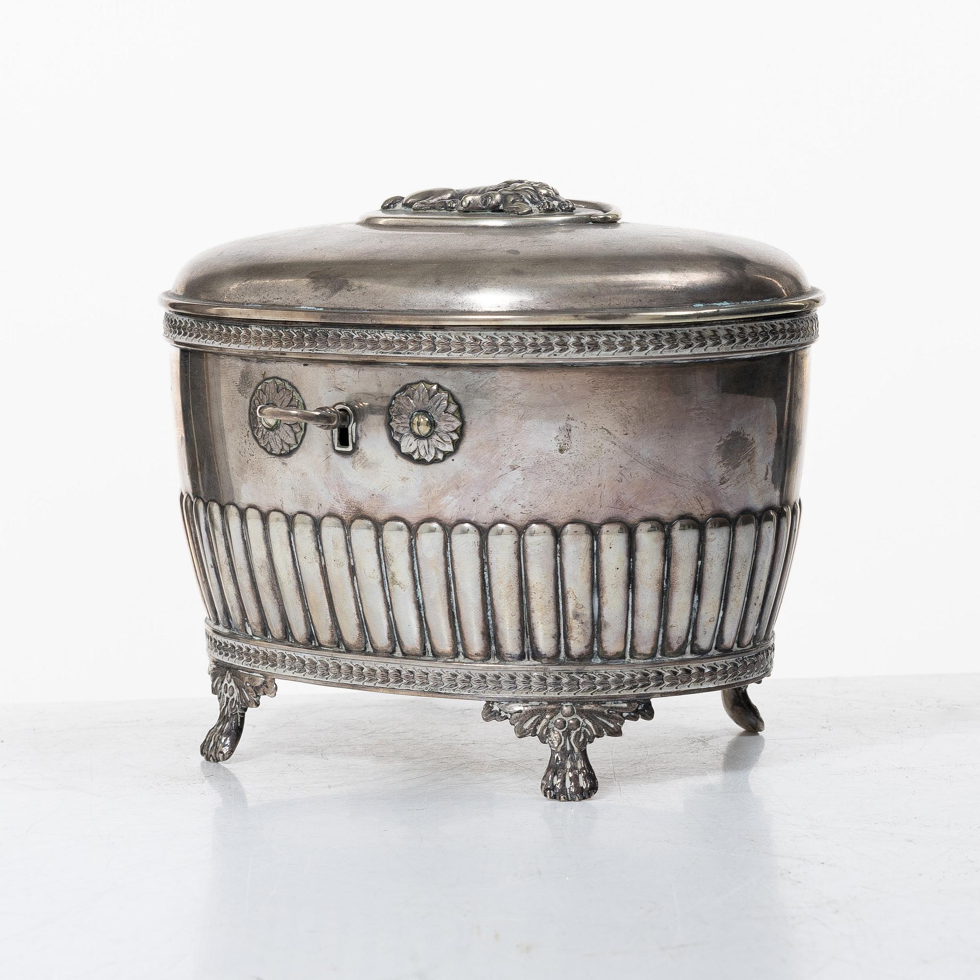 Sockerskrin, silver, gustaviansk stil, CG Hallberg, 1922.