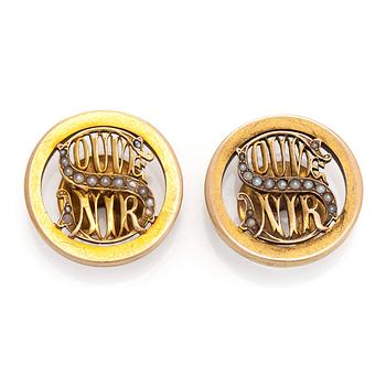 Manschettknappar, pärlor, 14K (56) guld.
