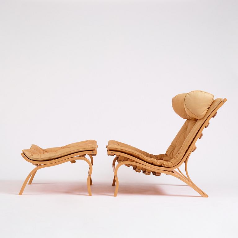 Arne Norell, a 'Scandi', easy chair and ottoman, Norell Möbel AB, Sweden 1970s.