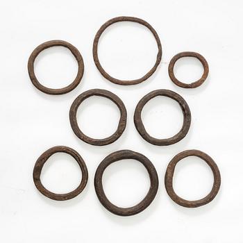 A set of eiht iron rings, Sweden, 17th / 18th century.