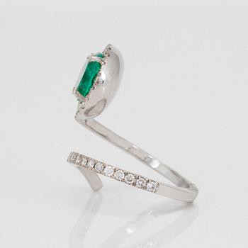 A 2.97ct emerald and brilliant cut diamond ring.