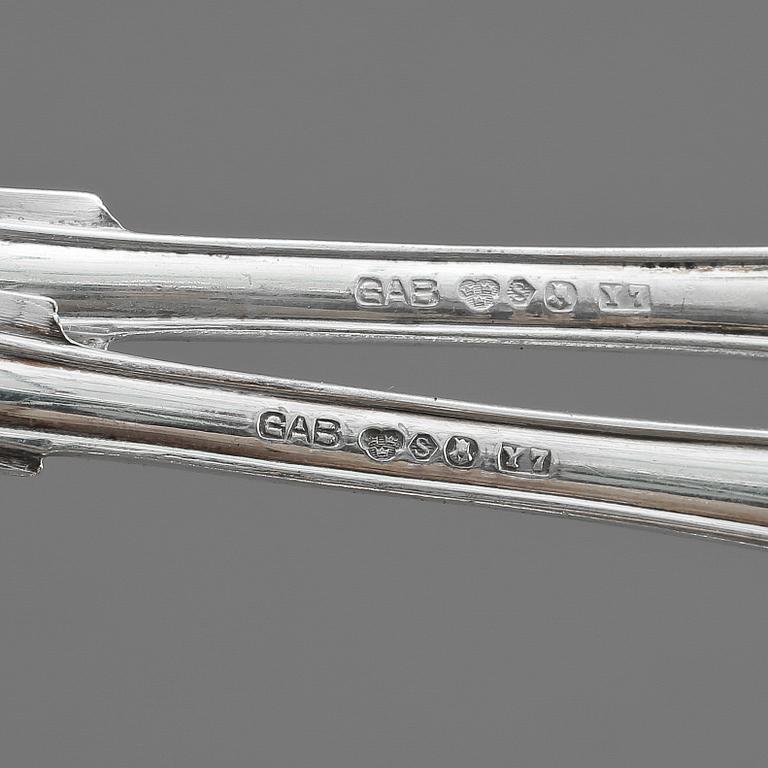 BESTICKSERVIS, 85 delar, silver, "Svensk spets", GAB, Stockholm, bla 1926. Vikt ca 1965g.