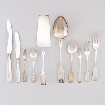 A 109 piece silver cutlery, 'Musslan' for Auran Kultasepät Turku 1960-1970s.