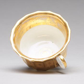 A Russian Topographic cup with stand, Gardner, 19th Century.