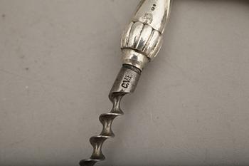 KORKSKRUV, silver 830, Danmark, 1900-talets första hälft.
