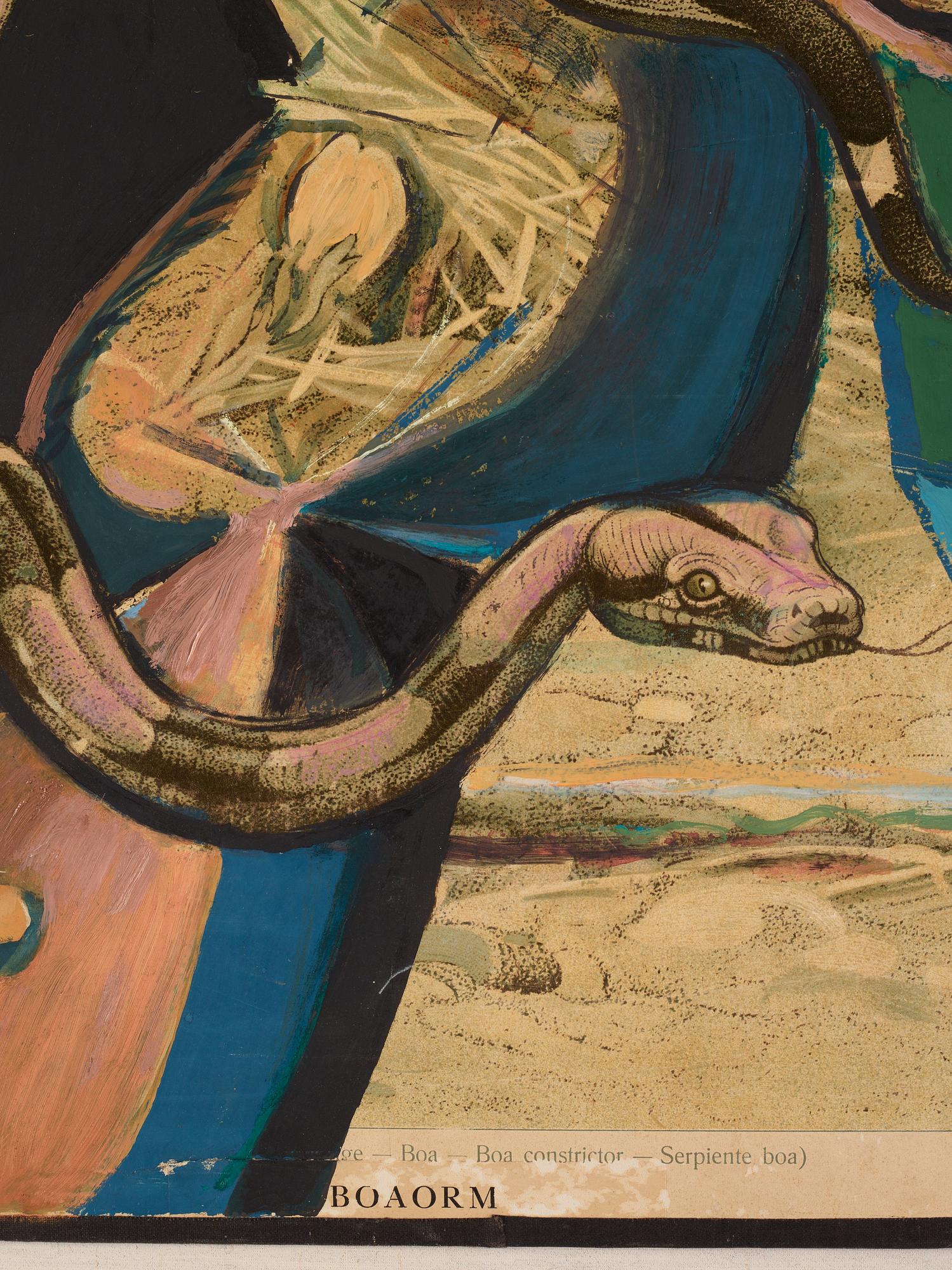 CO Hultén, oil on lithographic print, signed and executed 1952.