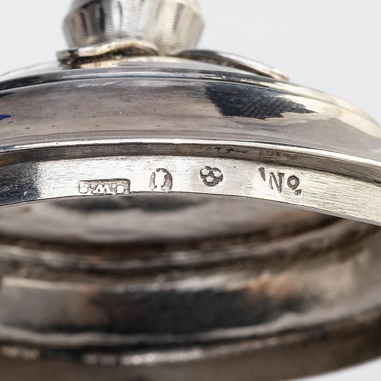 A Swedish 18th century Silver Mustard Pot with glass insert, mark of Stephan Westerstråhle, Stockholm 1795.