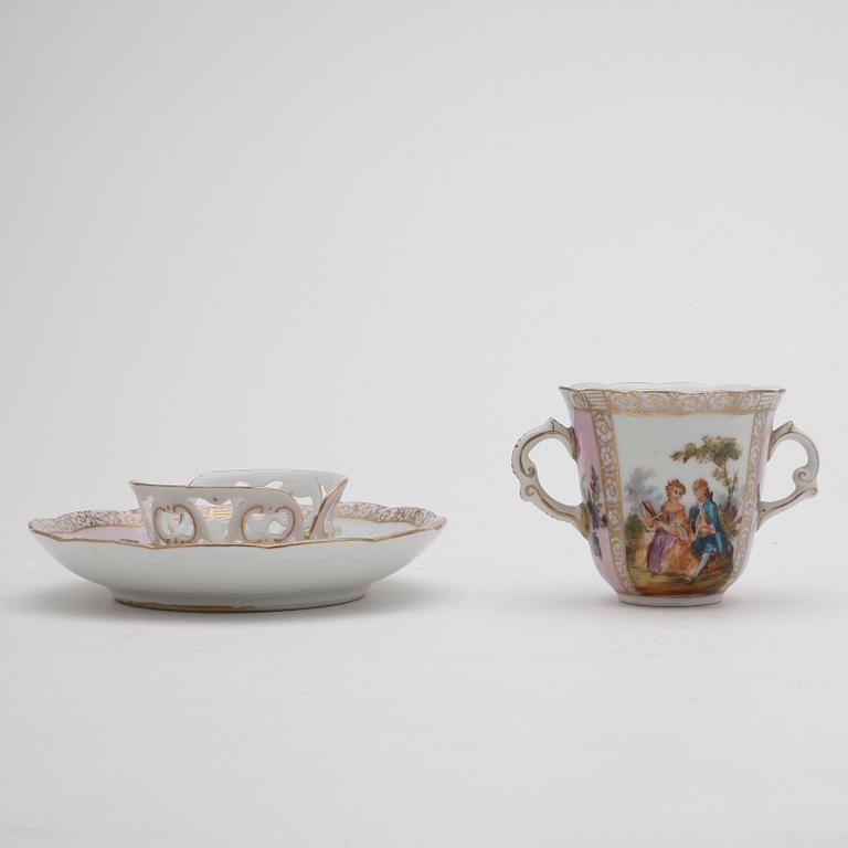 CHOKLADKOPP, porslin, Dresden, Tyskland, 1900-talets första hälft.