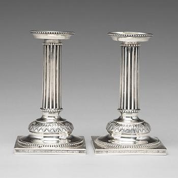 A pair of Swedish 18th century silver candlesticks, mark of Stephan Westerstråhle, Stockholm 1793.