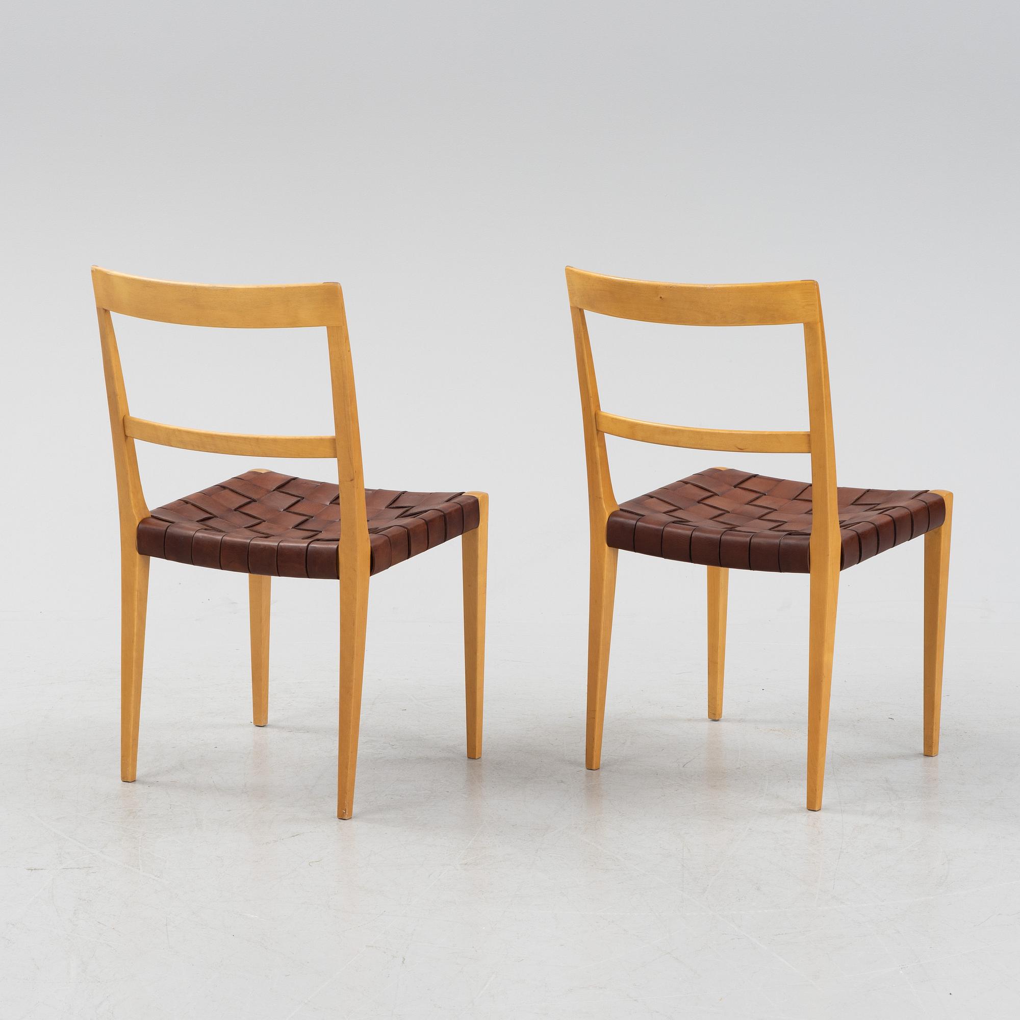 Bruno Mathsson, stolar, 6 st, "Mimat", Mathsson International, Värnamo, 1965.