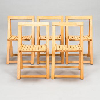 Aldo Jacober, Five 1970's 'Trieste' folding chairs for  Bazzani, Italy.