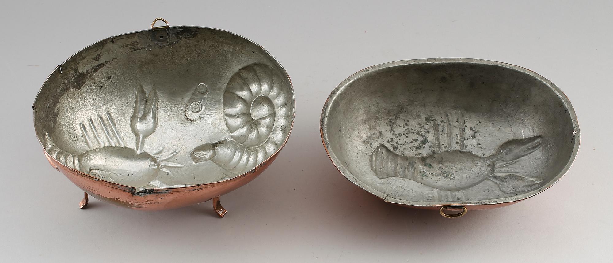 ALADÅBFORMAR, 2 st, koppar, 1800-tal.
