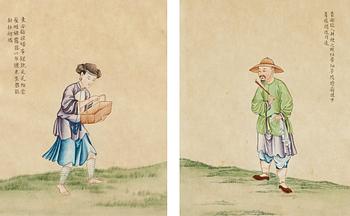 179. MÅLNINGAR, två stycken. Qingdynastin, 1700-tal.