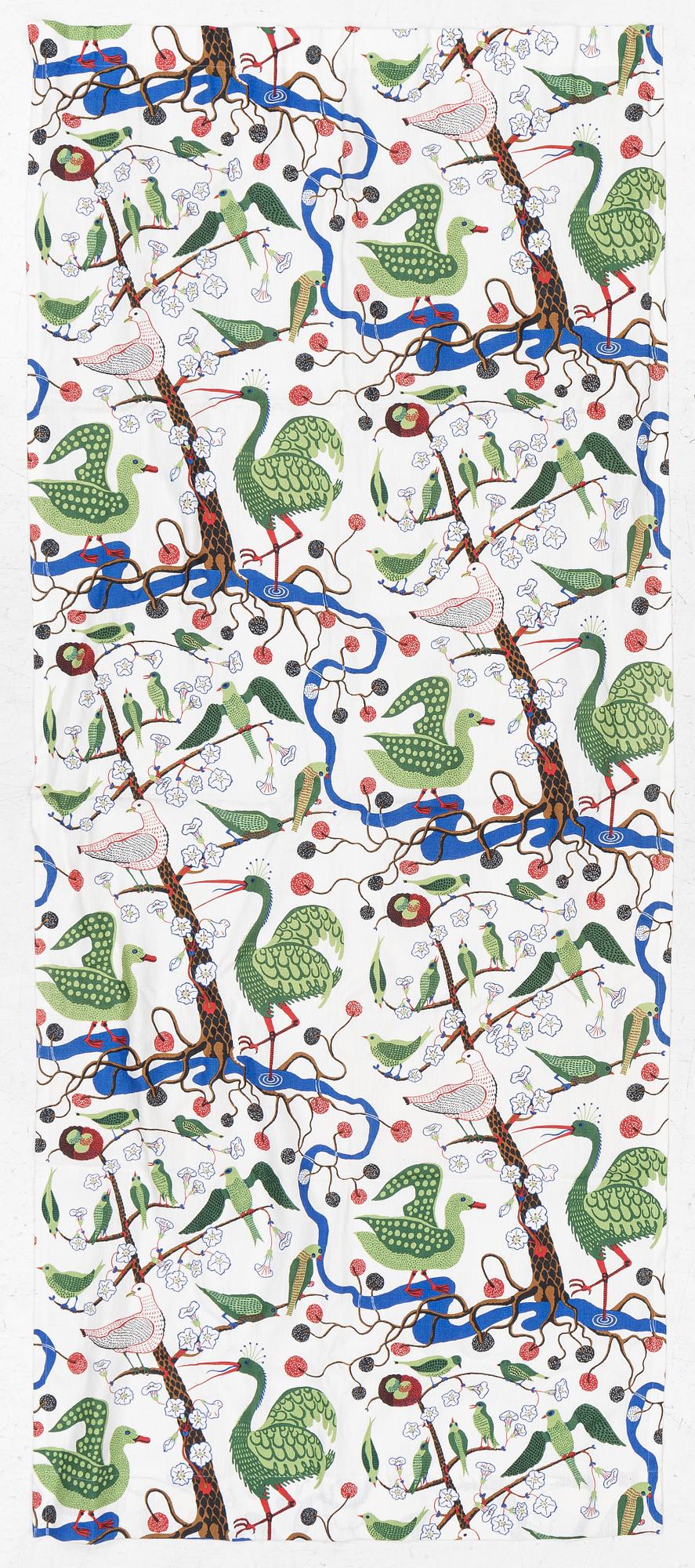 Josef Frank, a 'Gröna fåglar' curtain, Firma Svenskt Tenn.