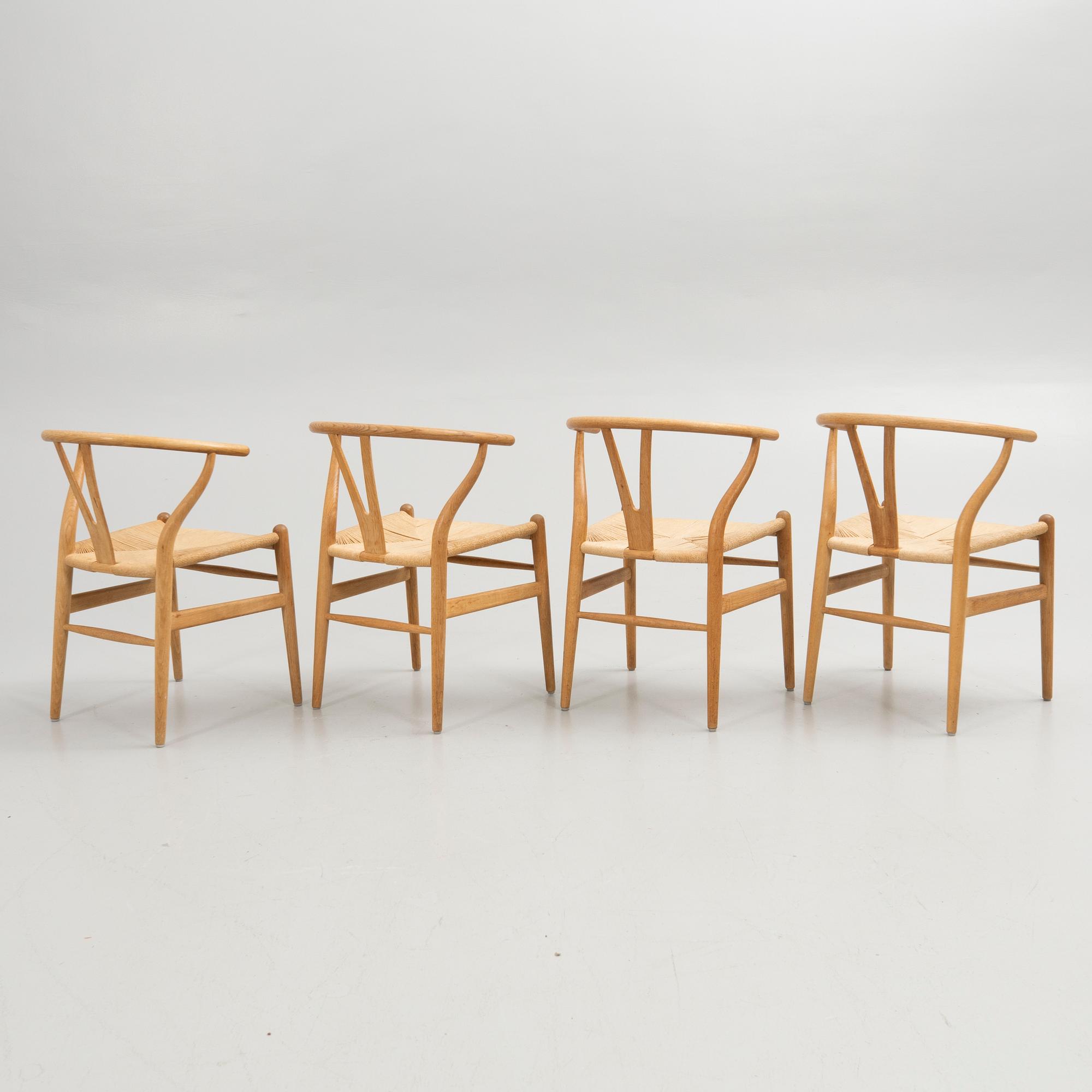 Hans J. Wegner, chairs, 4 pcs, model CH24 "The Wishbone Chair", Carl Hansen & Son, Odense, Denmark.
