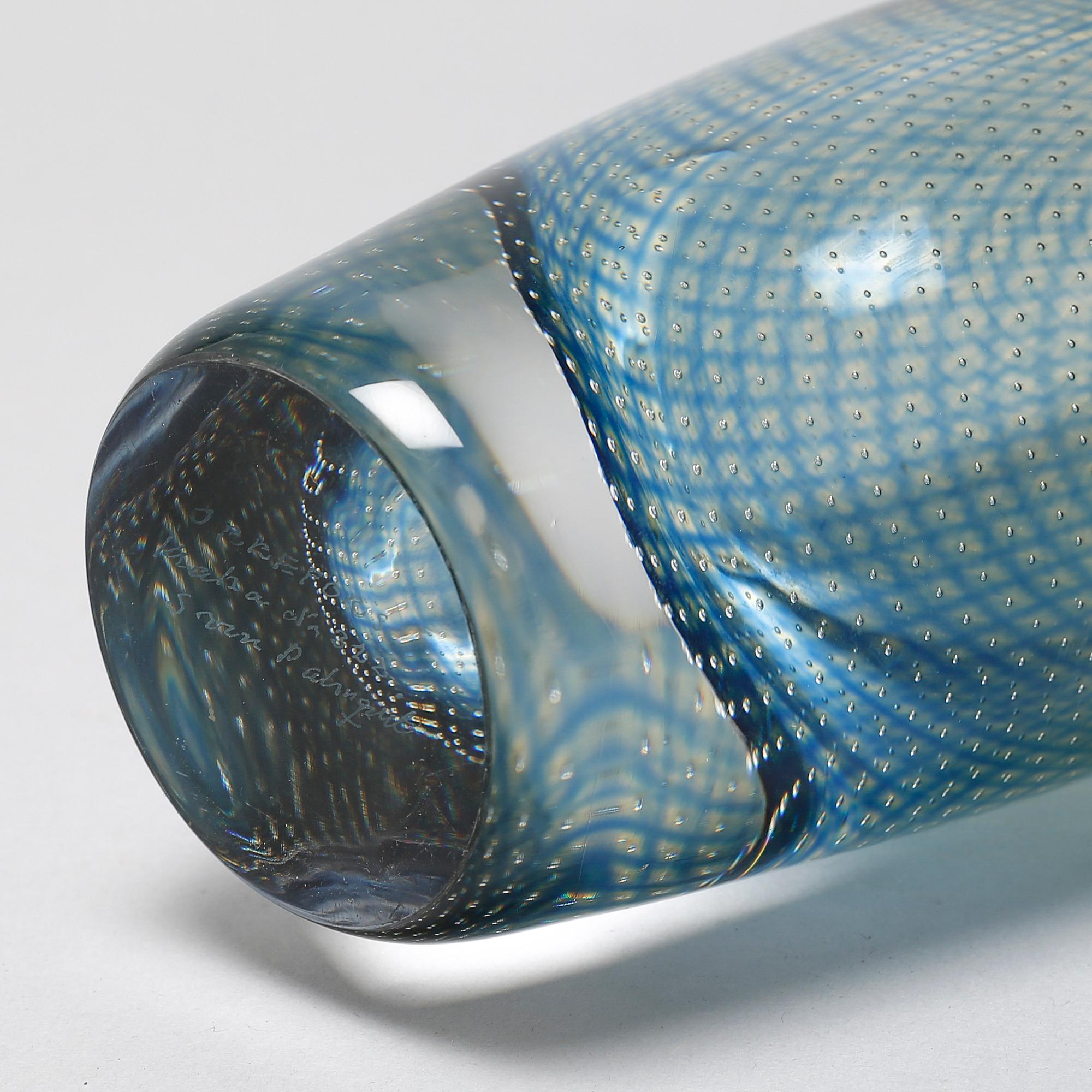 A glass vase by Sven Palmqvist, "Kraka", for Orrefors, numbered 323 and signed.