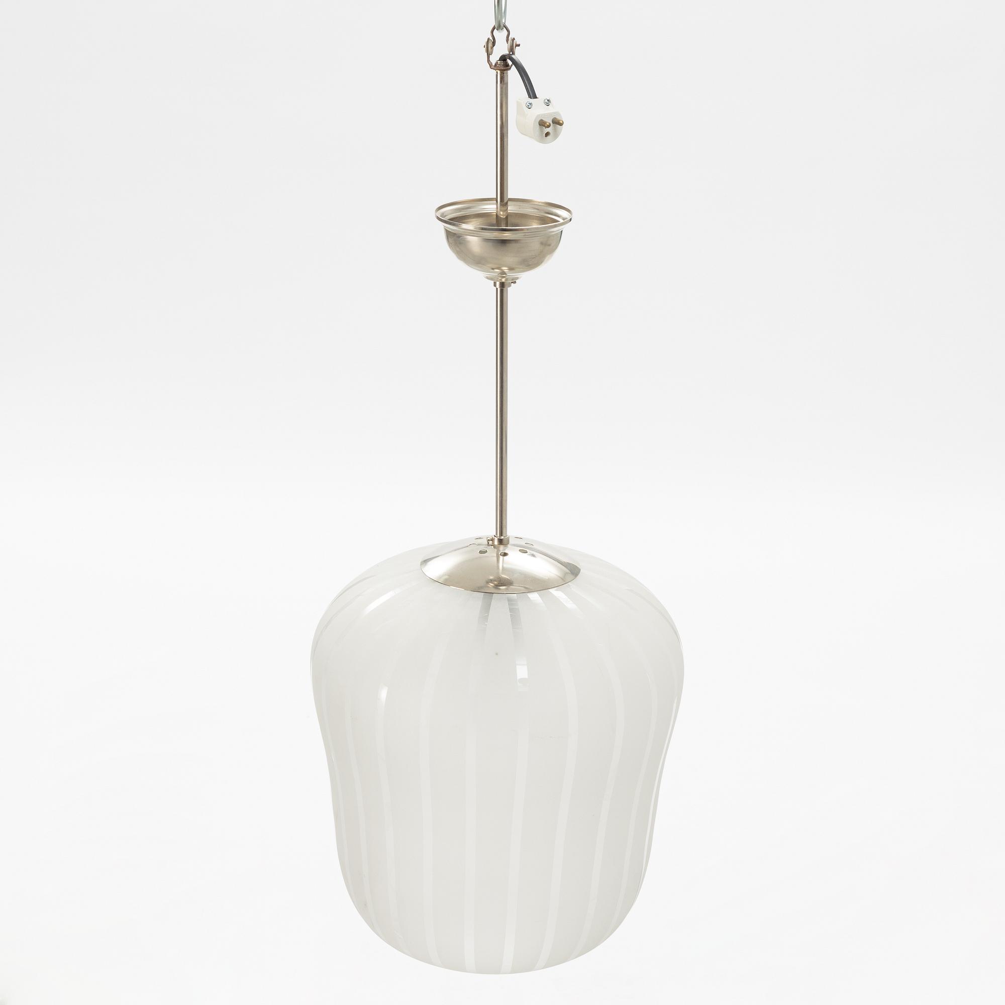 A Swedish Modern glass ceiling light, Orrefors, 1940's.