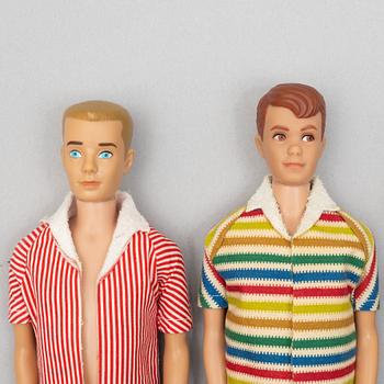 Barbiedockor, 5 st, bl a "Barbie Fashion Queen", "Midge", & "Ken", Mattel, 1960-tal.