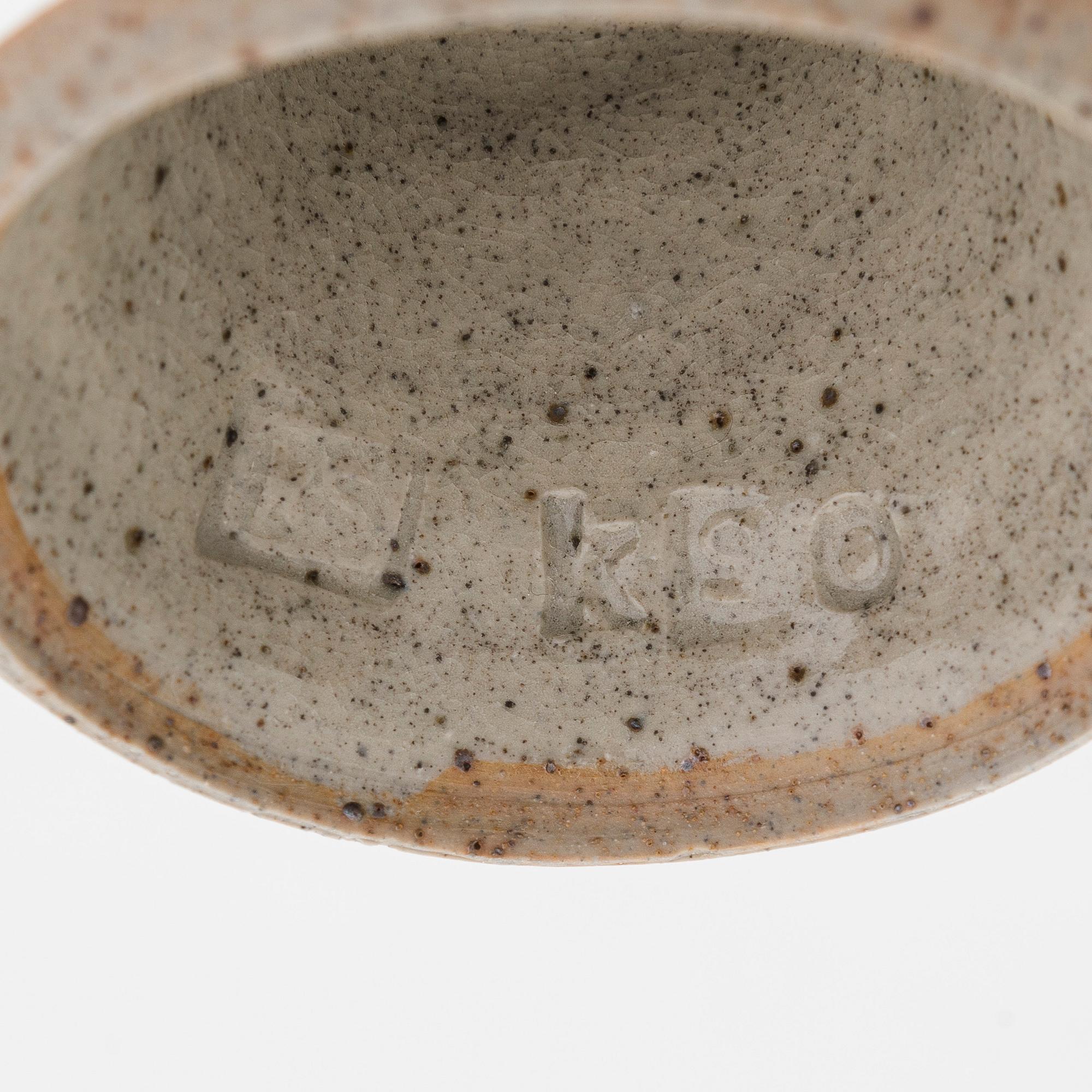 Kyllikki Salmenhaara, a stoneware goblet and a cup signed KS.