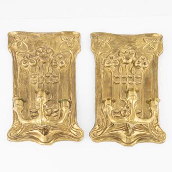 A pair Art Nouveau wall sconces, around the year 1900.