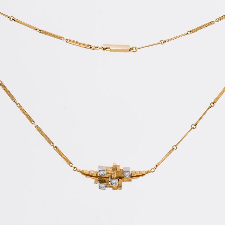 LAPPONIA NECKLACE 18K gold w 4 brlliant-cut diamonds 0,25 ct engraved, "Diamantstad", Finland 1984.