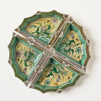 A bisquit four-piece cabaret, Qing dynasty, Kangxi (1662-1722).