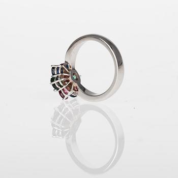 RING, 14K vitguld, turmaliner tot. 2,10 ct. Vikt 5,75 g.