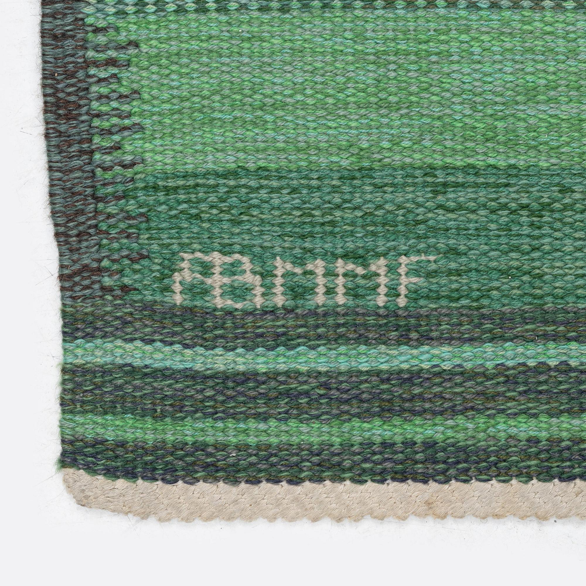 Marianne Richter, a carpet, 'Randig i Fasads färger', flat weave, c. 230 x 232 cm, signed AB MMF MR.