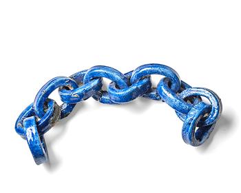 Hertha Hillfon, a blue glazed ceramic sculpture of a chain, Sweden.