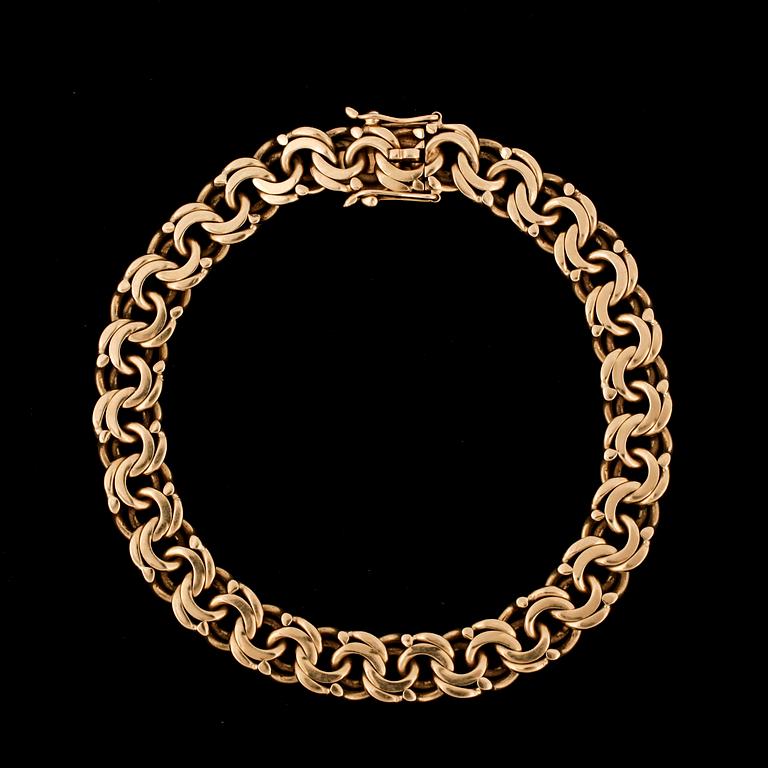 ARMBAND, guld 18k, BI, Stockholm 1948. Vikt ca 32 gram.