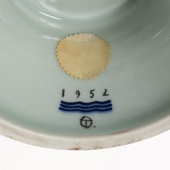 Thorkild Olsen, a porcelain urn with cover, Royal Copenhagen, Denmark, dated 1952.