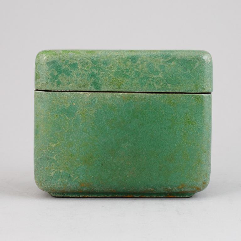 Hans Hedberg, a glazed ceramic lidded box, Biot, France, signed Hbg.