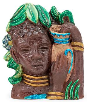 406. A Gunnar Nylund stoneware sculpture of a water carrier, Rörstrand.