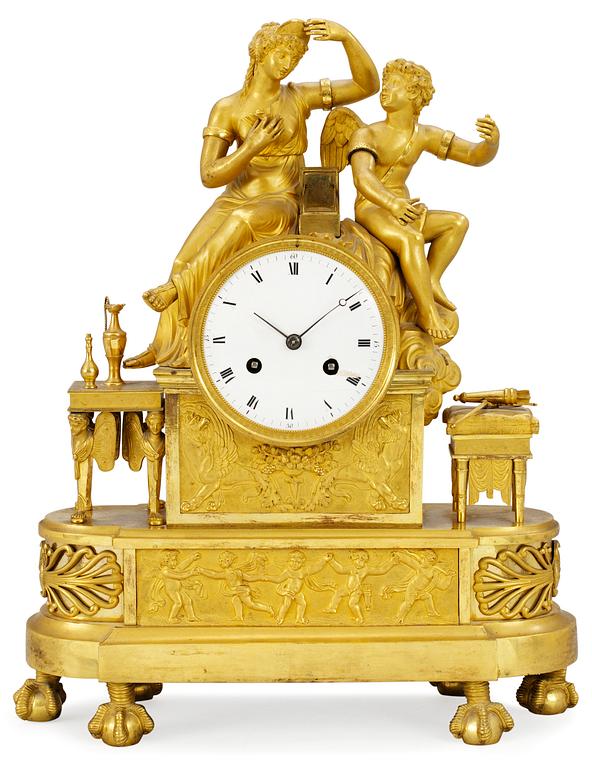 A French Empire mantel clock.