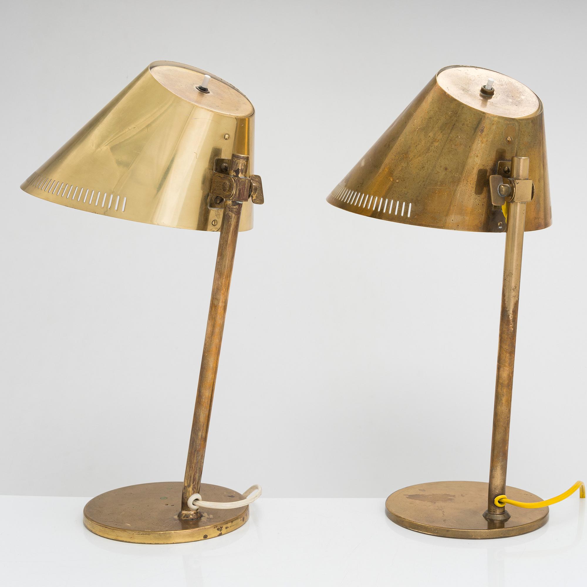 Paavo Tynell, two mid-20th century '9227' table lamps for Taito and Idman.