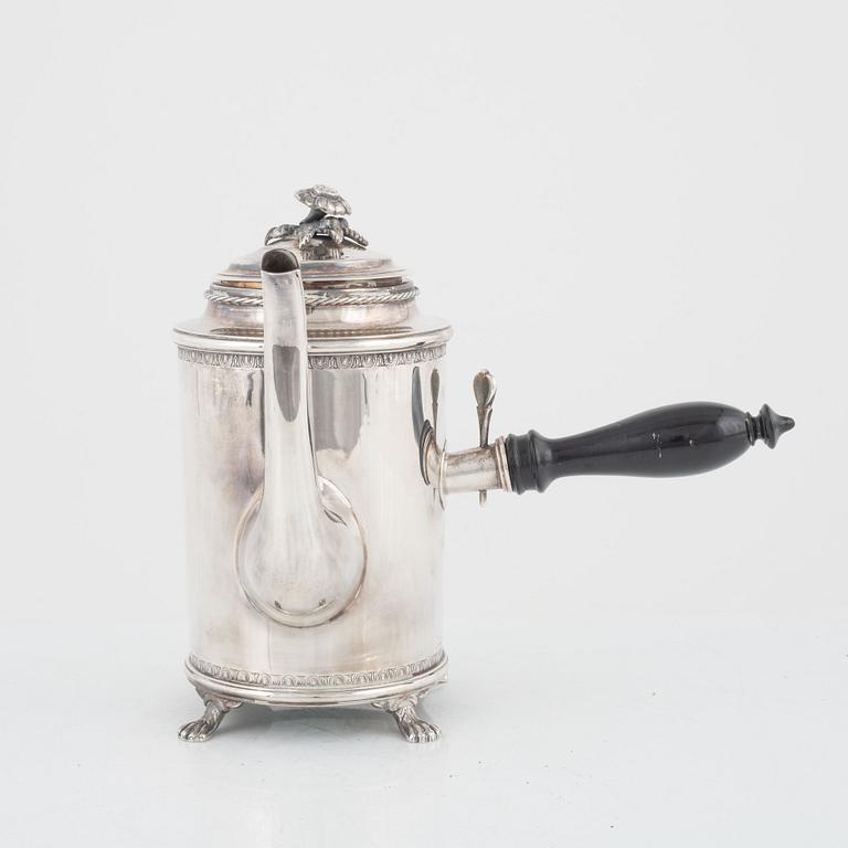 Eric Råström, kaffekanna, silver, sengustaviansk stil, Råströms Silver- O Nysilverfabrik, Stockholm, 1963.