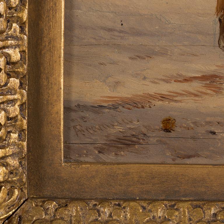 ALEXANDRE THOMAS FRANCIA, olja på pannå, signerad A. Francia.