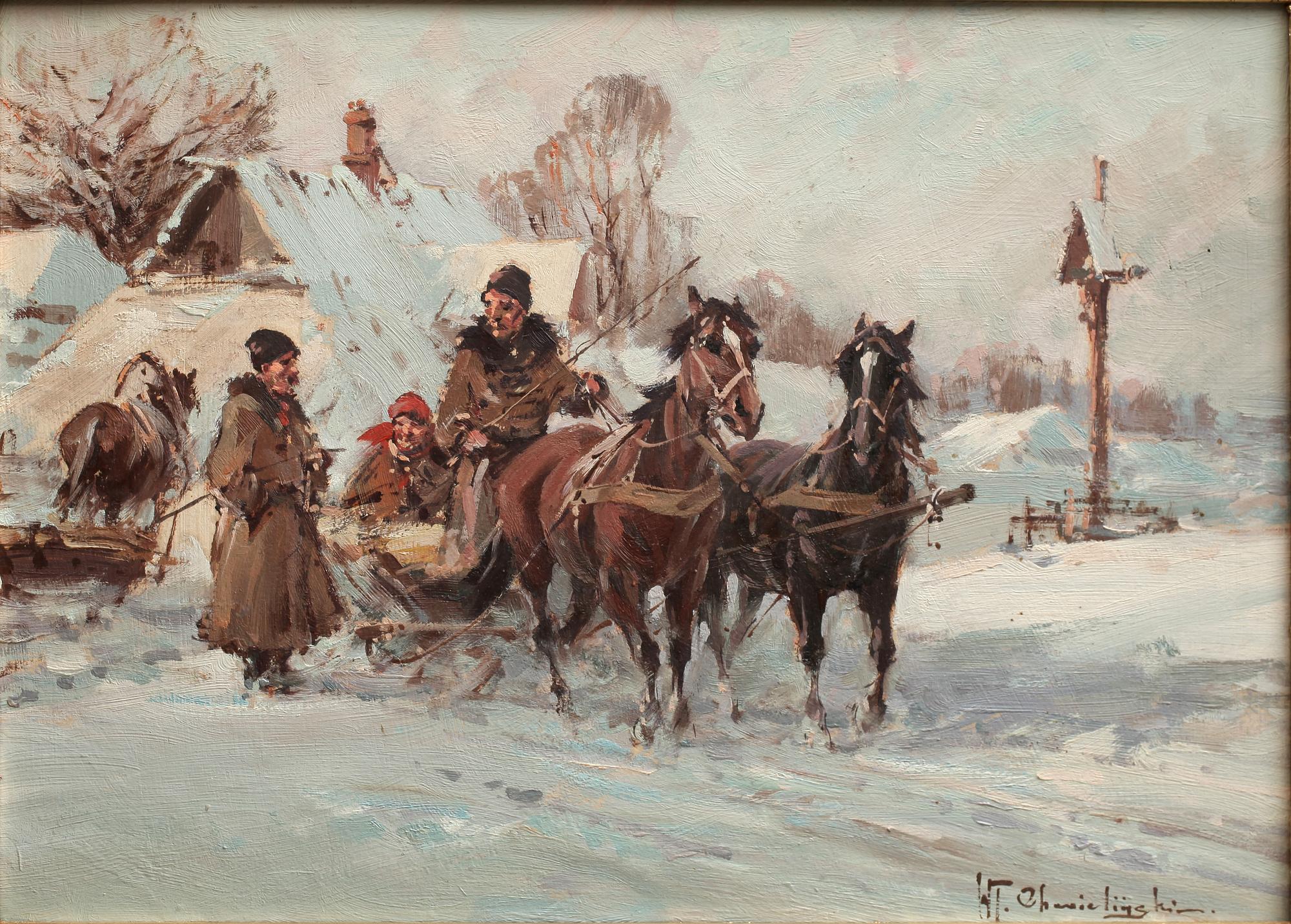 WLADYSLAW CHMIELINSKI, olja på pannå, sign.