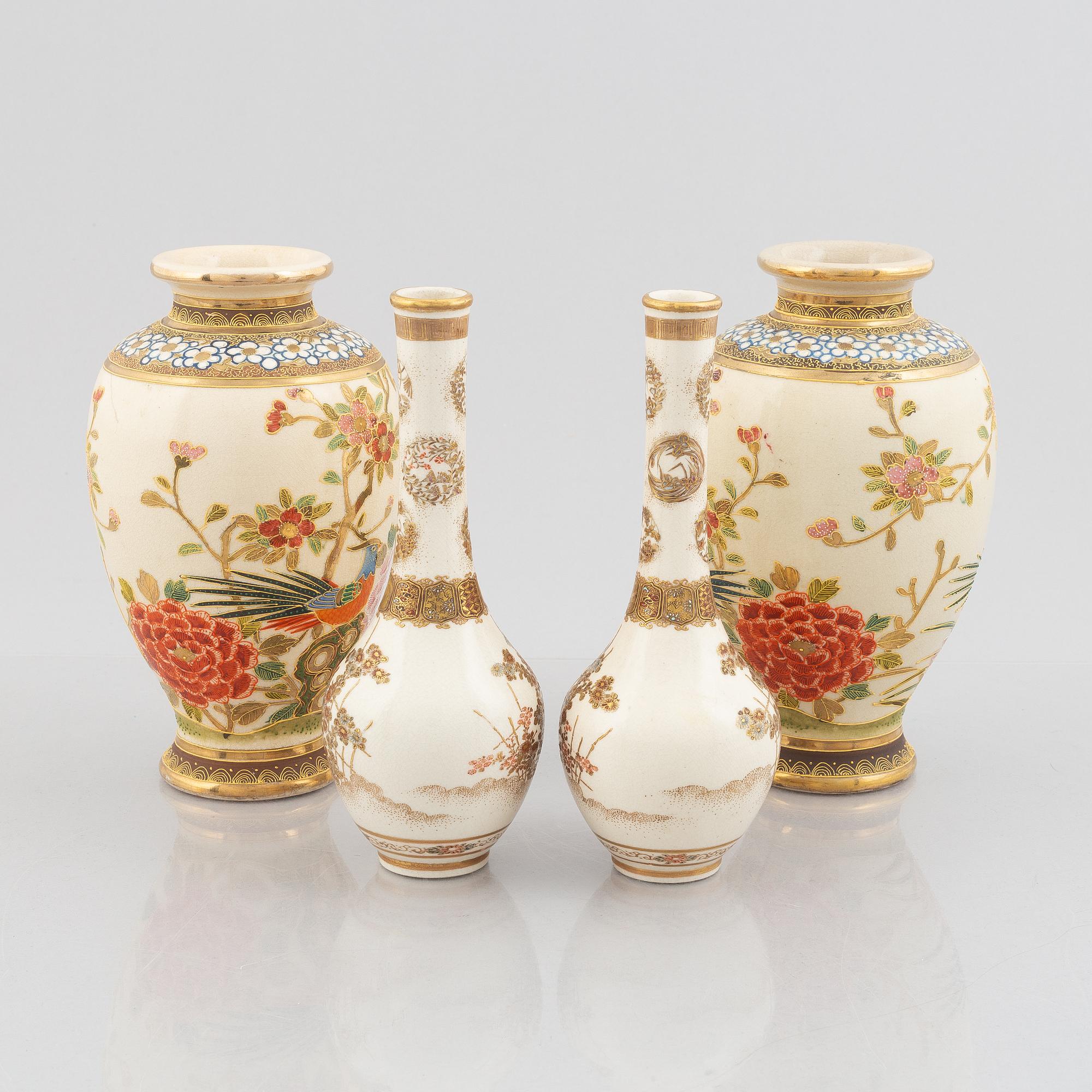 Two pairs of Satsuma-ware vases, Japan, first half of the 20th century.