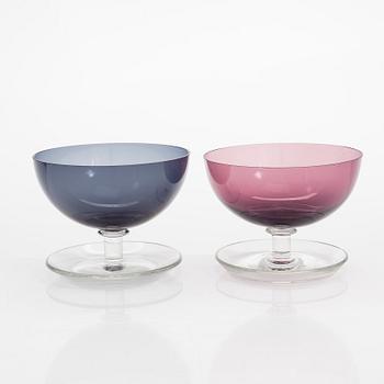Saara Hopea, eight 1950's / 1960's glass dessert bowls, Nuutajärvi, Finland.