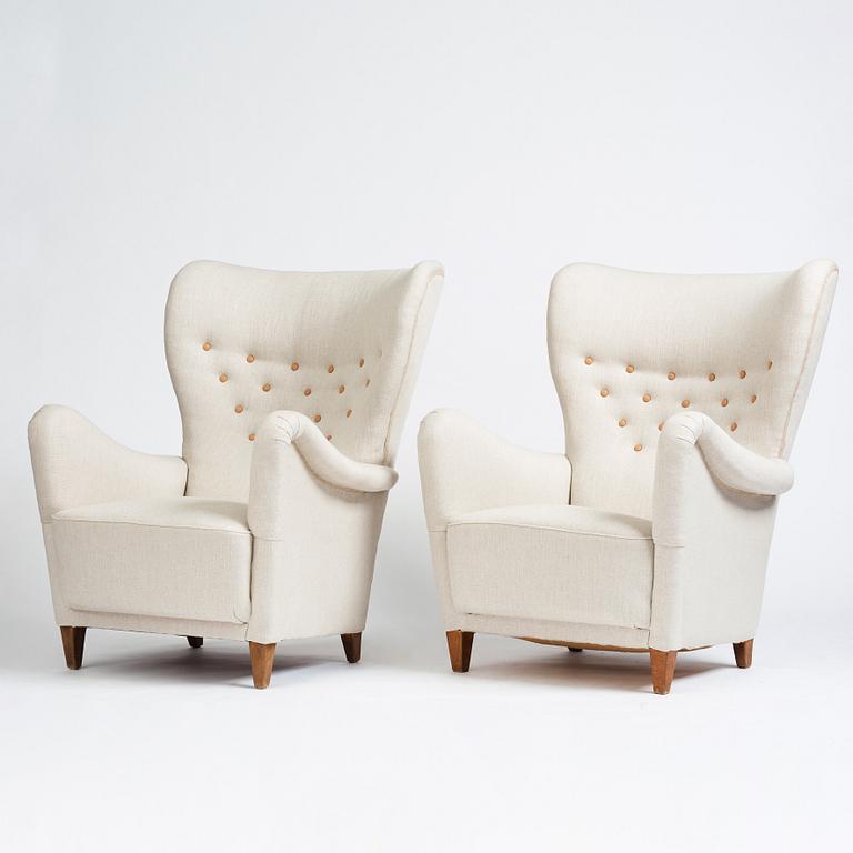 Otto Schulz, a pair of Swedish Modern easy chairs for Boet, Gothenburg 1940's.