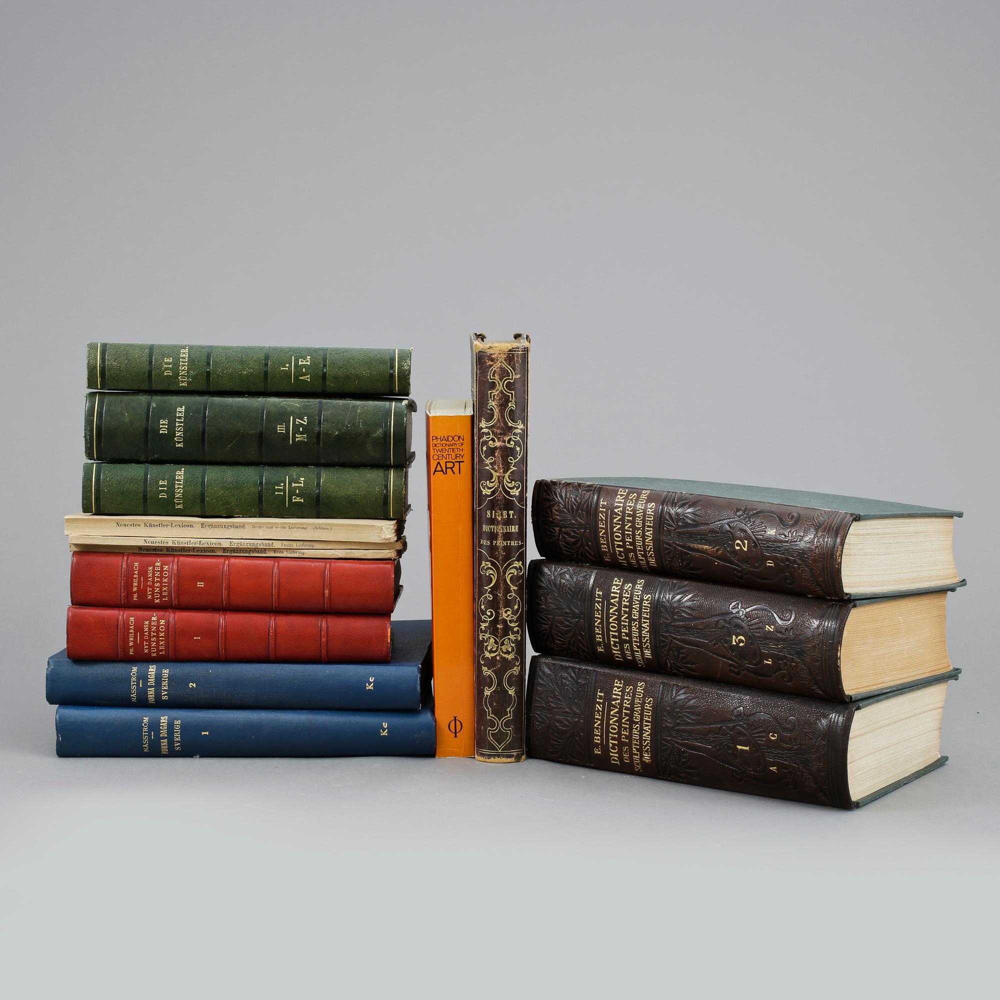 PARTI KONSTLEXIKON, 12 delar, bla "Dictionnaire des Peintres.." 1-3, av E. Benezit, Paris 1911-1923.